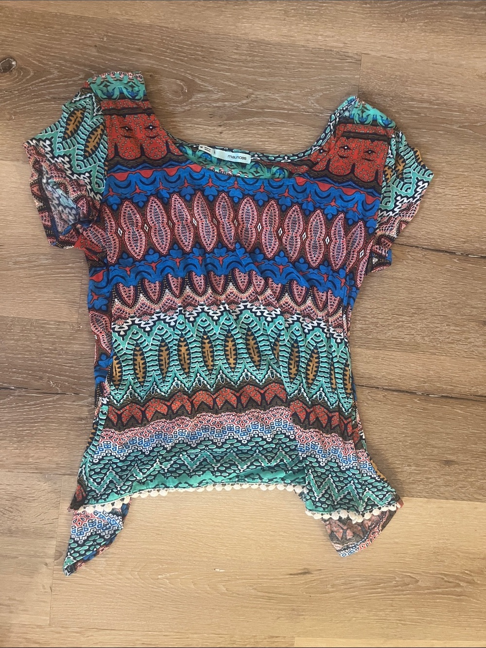 Multicolor Patterned Short Sleeve Top by Maurices